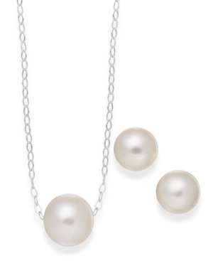 Cultured Freshwater Pearl Classic Jewelry Set in Sterling Silver (8-10mm)