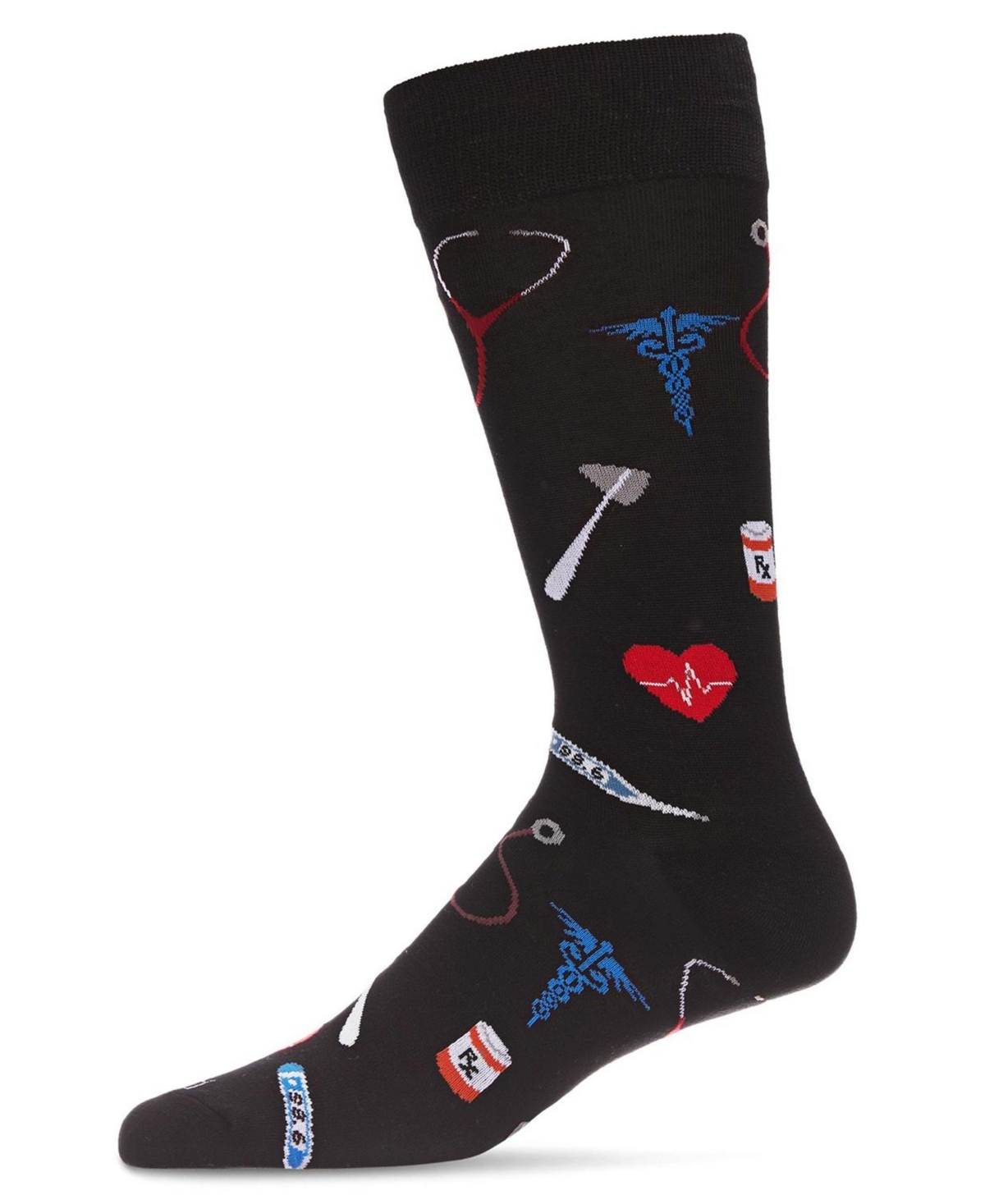 Men's Medical Doctor Rayon from Bamboo Novelty Crew Socks - Black