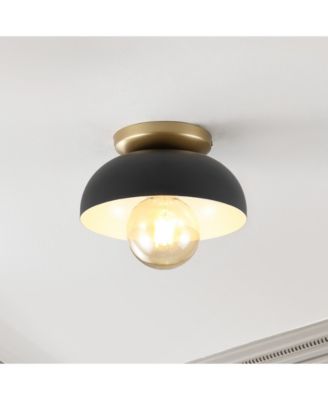 Paulina 8.5" 1-Light Classic Industrial Iron LED Flush Mount