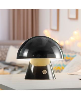 Porcini 7" Contemporary Bohemian Rechargeable, Cordless Iron Integrated LED Mushroom Table Lamp