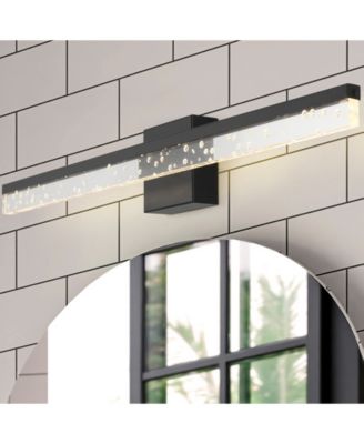 Ingres 30" 1-Light Modern Contemporary 360-Degree Rotatable Iron, Seeded Acrylic Integrated LED Vanity Light