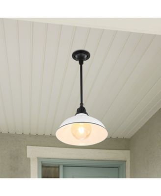 Jasper 12.25" 1-Light Farmhouse Industrial Indoor, Outdoor Iron LED Pendant