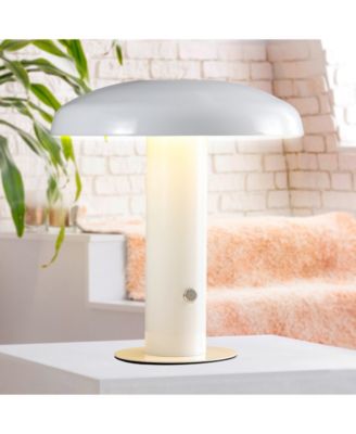 Suillius 11" Contemporary Bohemian Rechargeable, Cordless Iron Integrated LED Mushroom Table Lamp