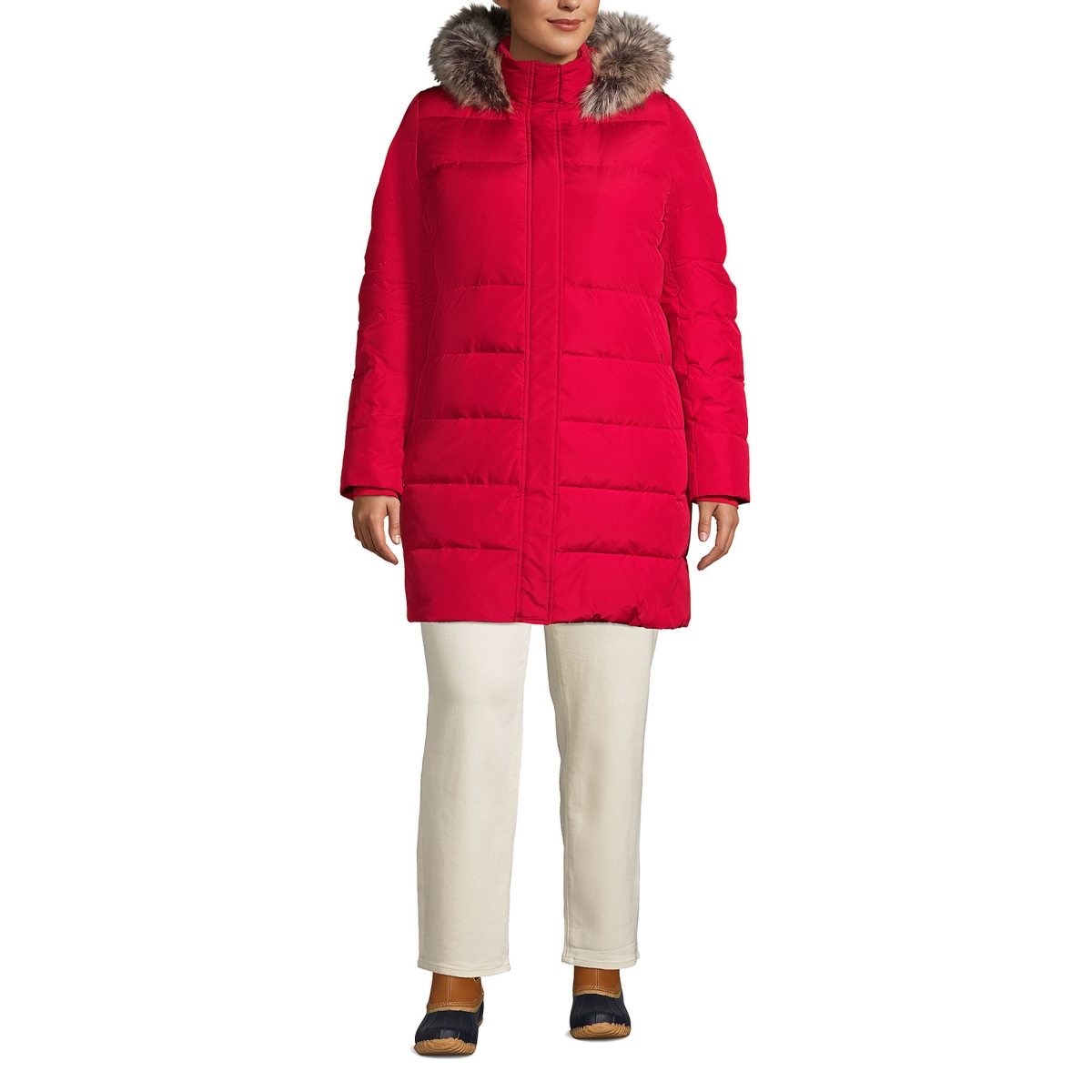 Plus Size Down Winter Coat - Rich red