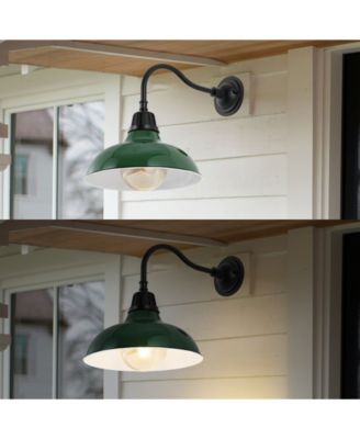 Aurora 12.25" 1-Light Farmhouse Industrial Indoor, Outdoor Iron LED Gooseneck Arm Outdoor Sconce
