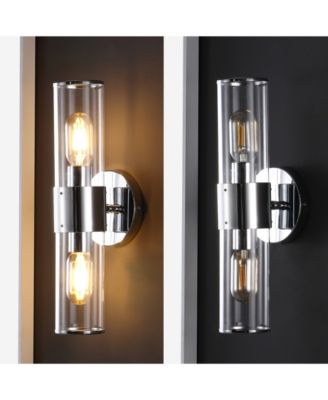Quinn 15.5" 2-Light Mid-Century Modern Iron, Acrylic LED Sconce