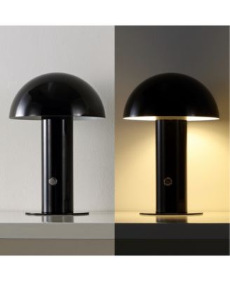 Boletus 10.75" Contemporary Bohemian Rechargeable, Cordless Iron Integrated LED Mushroom Table Lamp