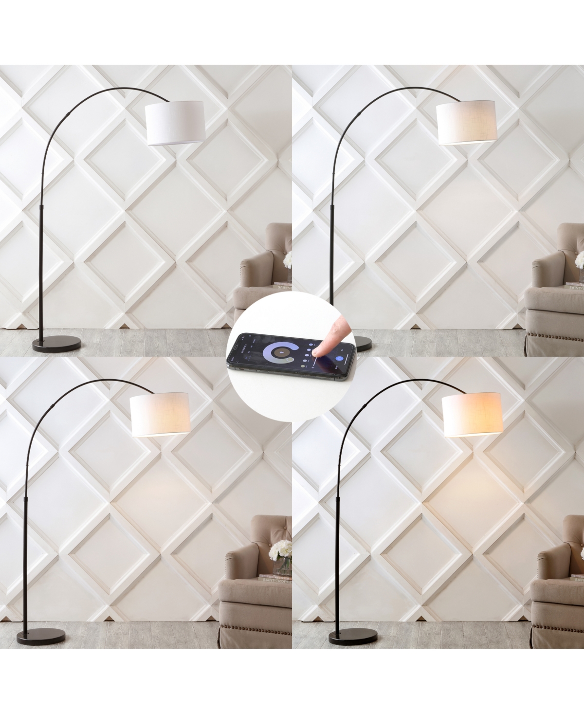 Collier Industrial Vintage-inspired Head-and-Height-Adjustable Iron Led Arc Floor Lamp with Smart Bulb