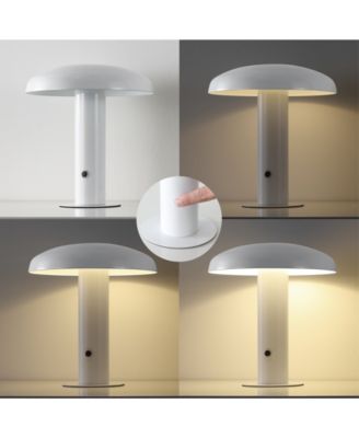 Suillius 11" Contemporary Bohemian Rechargeable, Cordless Iron Integrated LED Mushroom Table Lamp