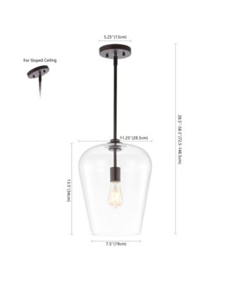 Hayes 11.25" 1-Light Industrial Farmhouse Iron, Glass LED Pendant