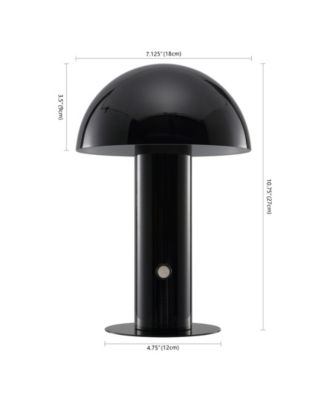 Boletus 10.75" Contemporary Bohemian Rechargeable, Cordless Iron Integrated LED Mushroom Table Lamp