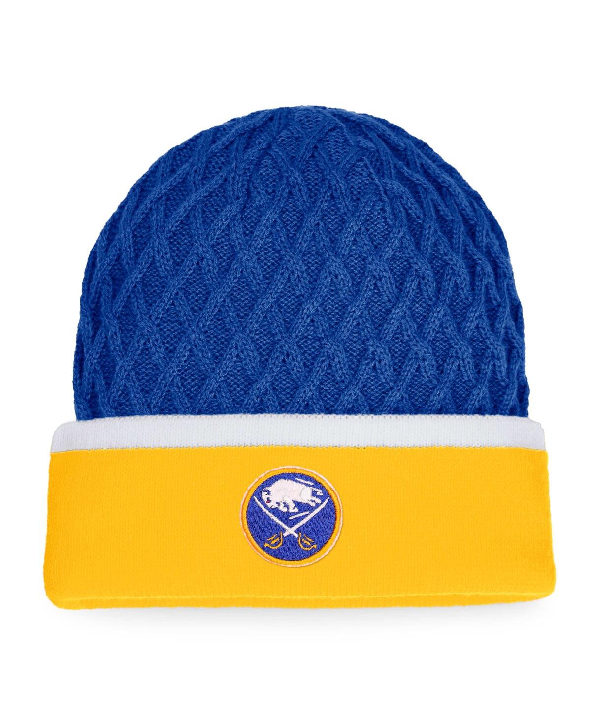 Fanatics Men's  Gold, Royal Buffalo Sabres Iconic Striped Cuffed Knit Hat In Gold,royal