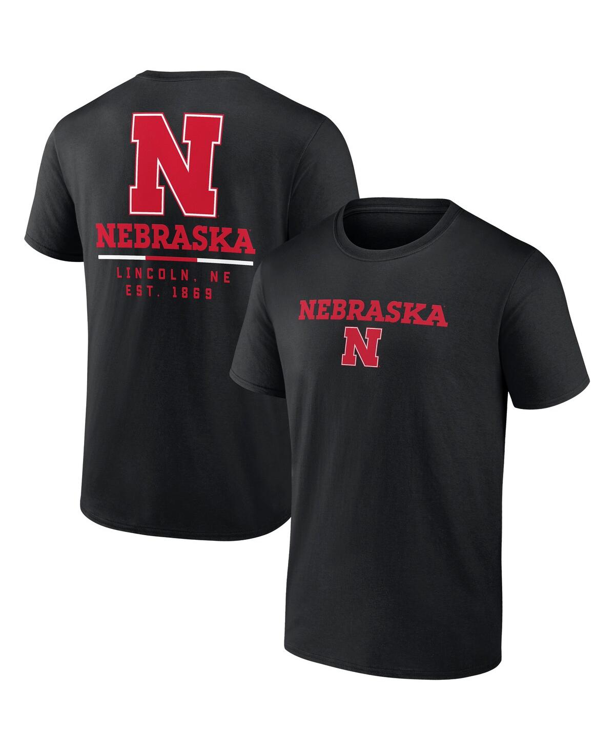 Fanatics Men's  Black Nebraska Huskers Game Day 2-hit T-shirt