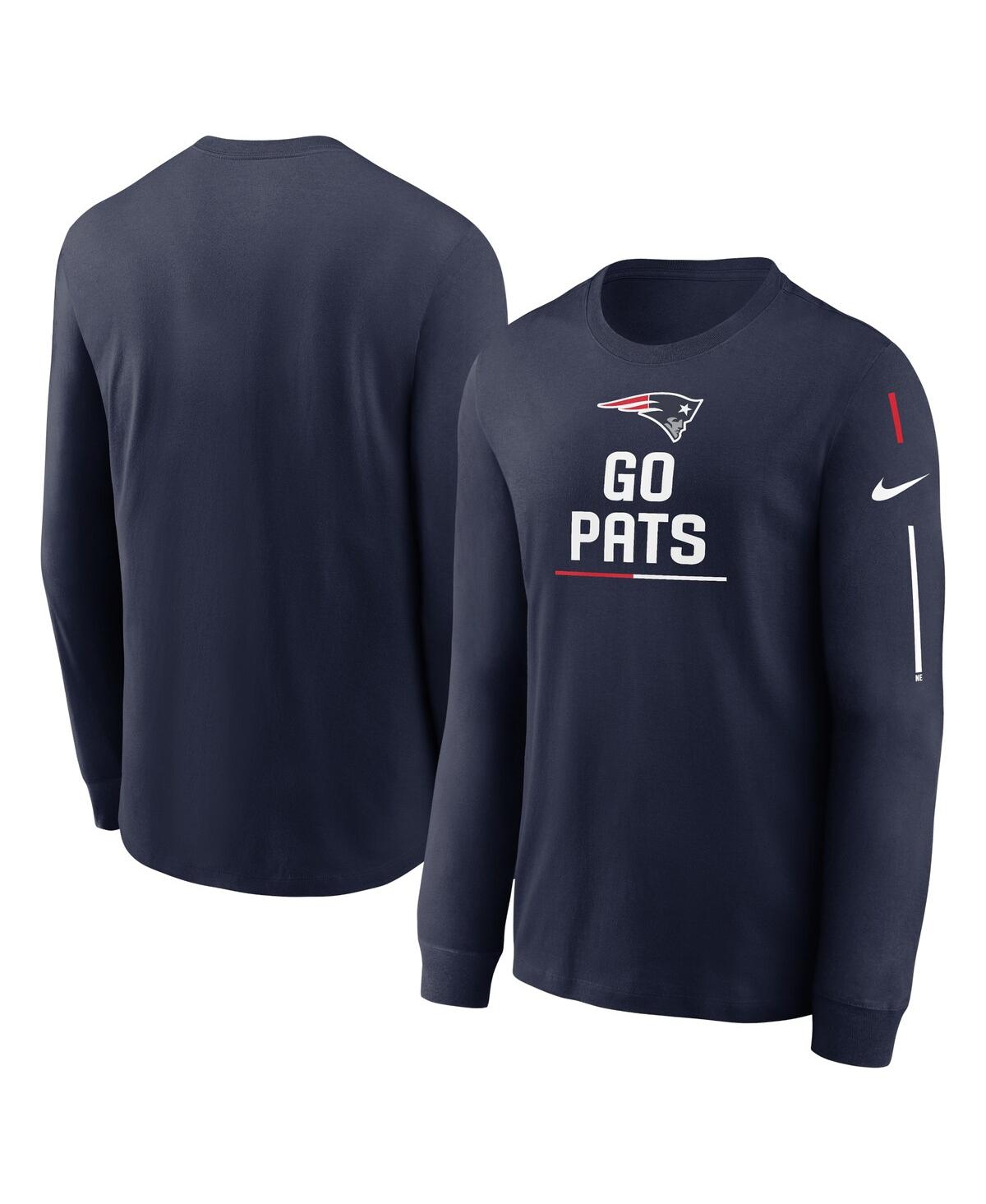 Men's NikeNew England Patriots Team Slogan Long Sleeve T-shirt - Navy