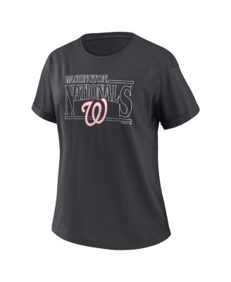 Women's Charcoal Washington Nationals Oversized Boyfriend T-shirt