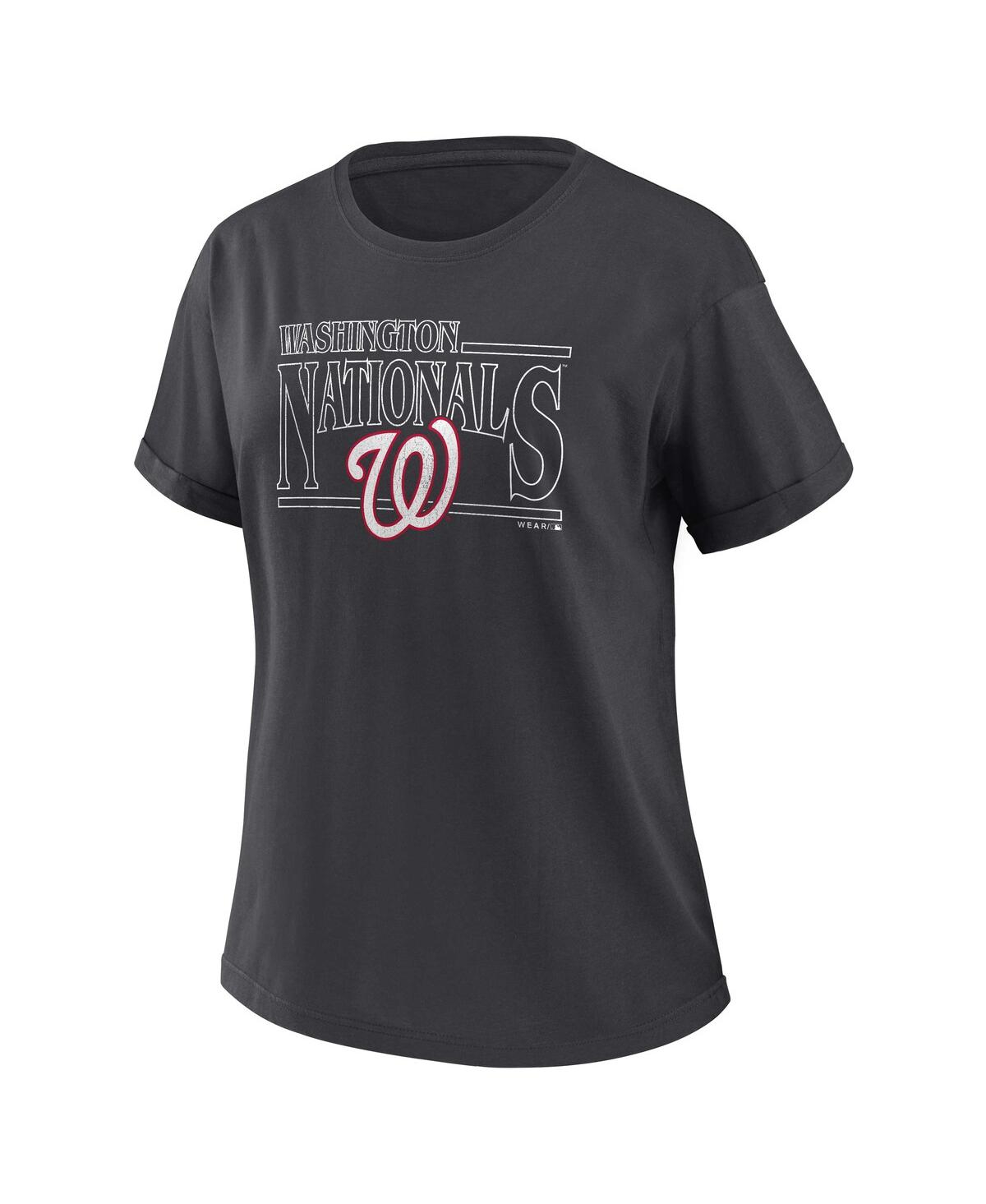 Shop Wear By Erin Andrews Women's  Charcoal Washington Nationals Oversized Boyfriend T-shirt