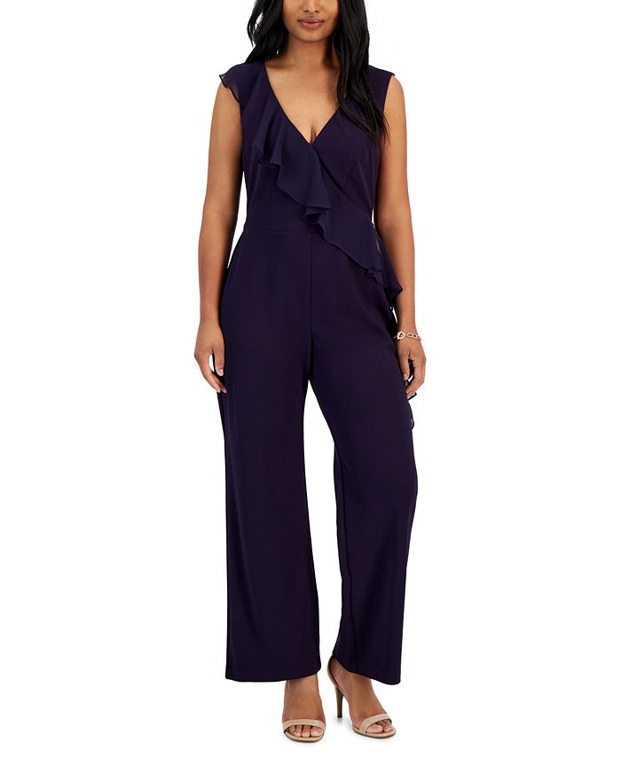 Connected Petite Ruffled Jumpsuit - Macy's