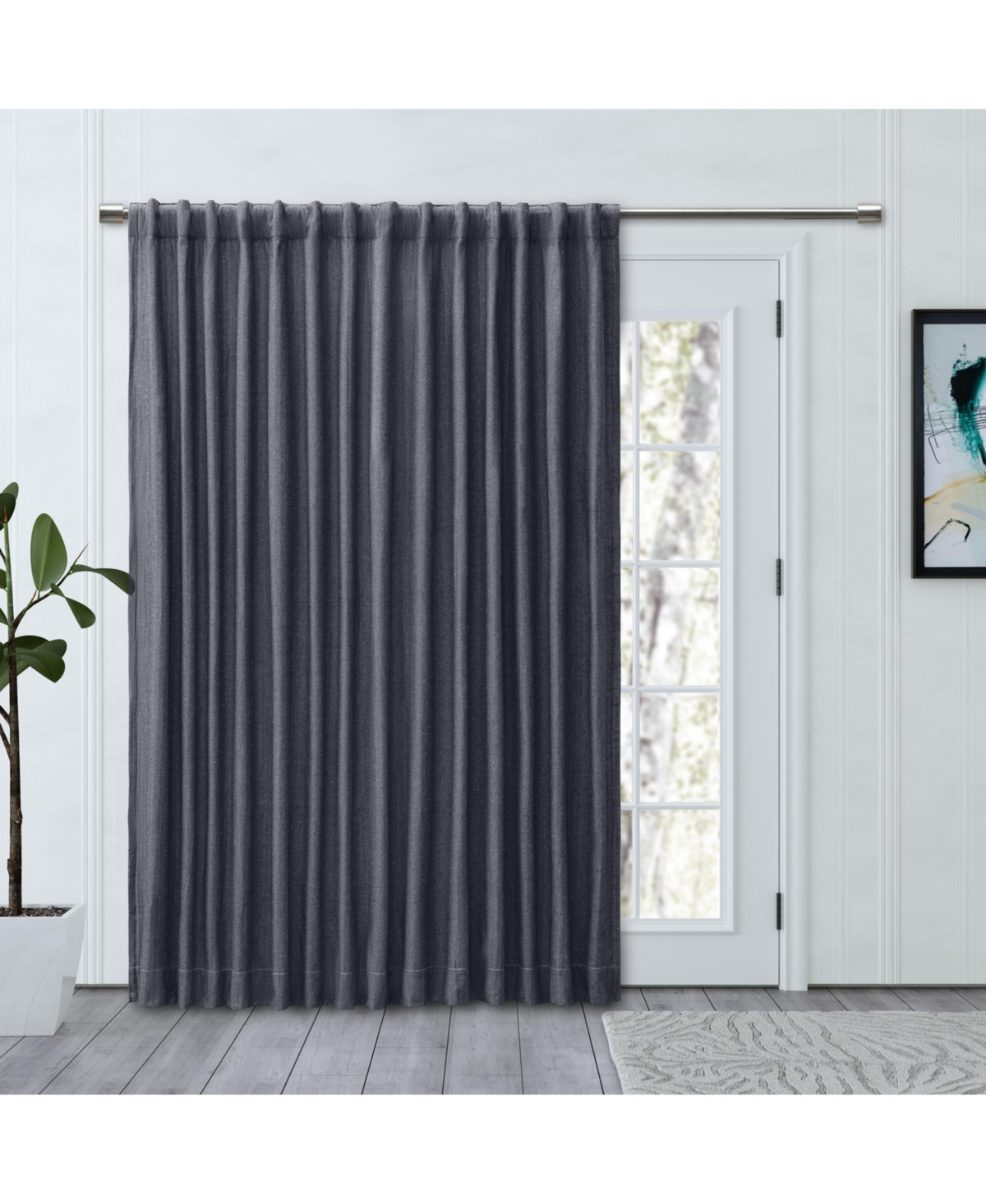 Ricardo Chevron 80C/20P Sustainable Triple Lined Rod Pocket w/Back Tabs Patio Curtain Panel 96