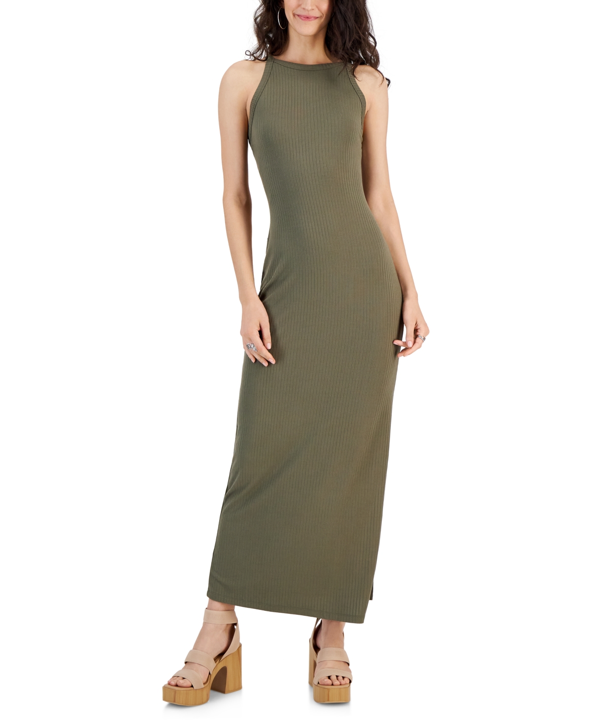 Hippie Rose Juniors Sleeveless Square Neck Knit Maxi Dress