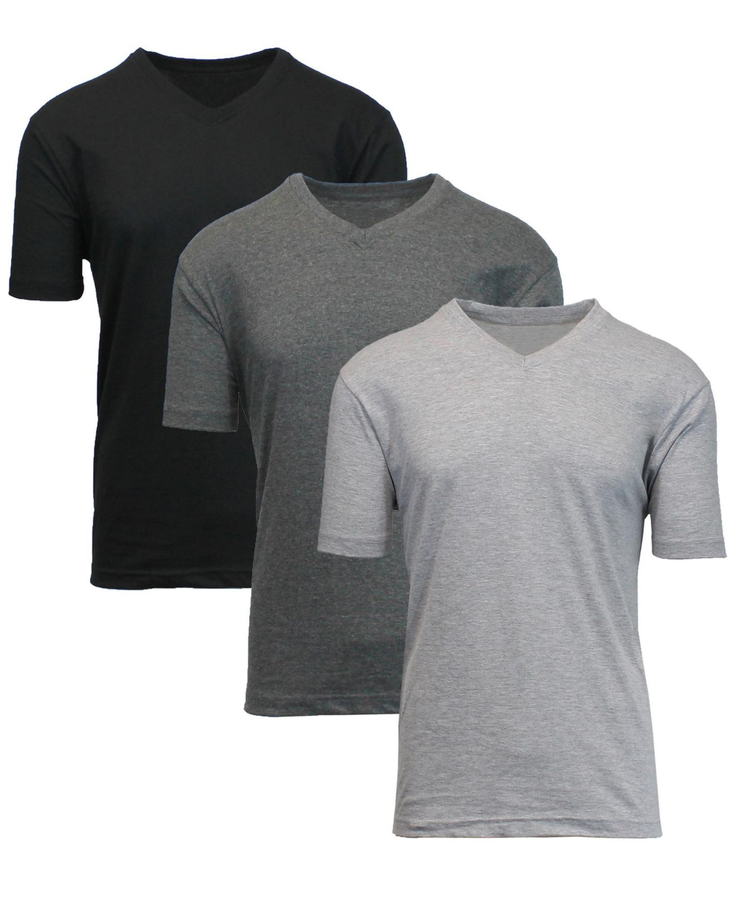 Мужские футболки Blue Ice Short Sleeve V-Neck, Pack of 3, цвет: Чёрный угольный меланжевый серый — фото 1