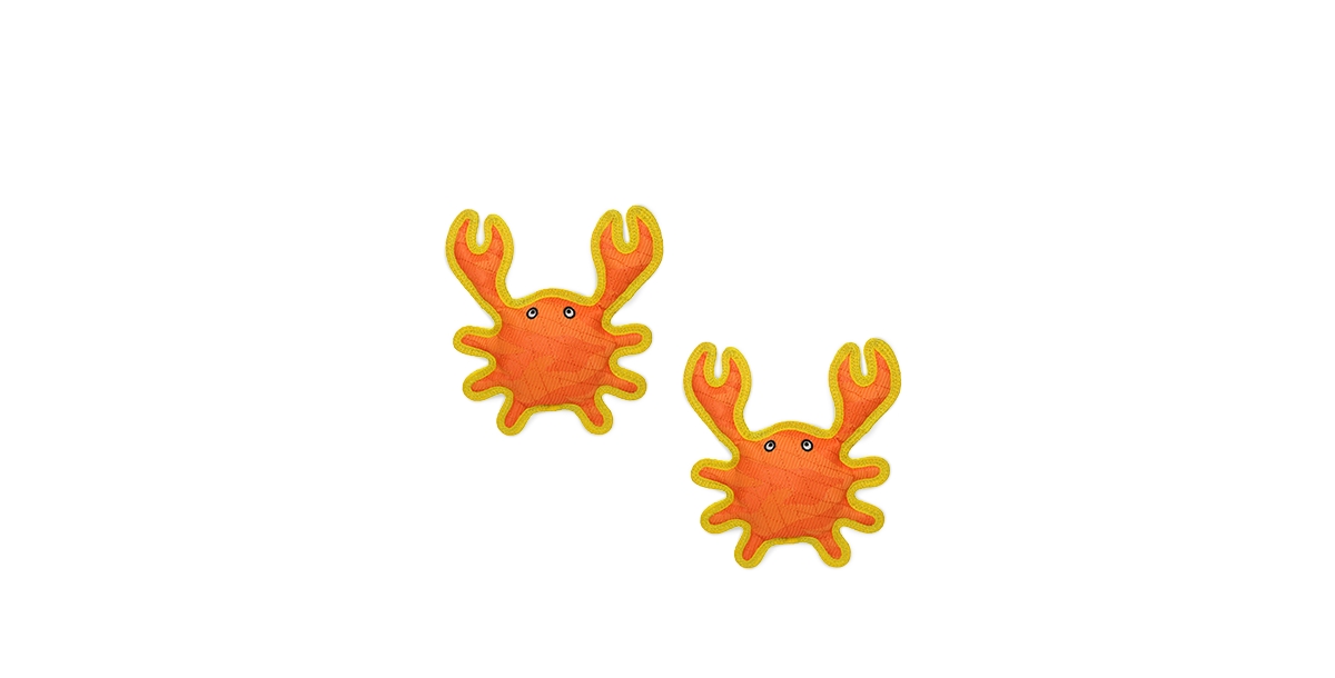 Crab Tiger Orange-Yellow, 2-Pack Dog Toys - Bright Orange