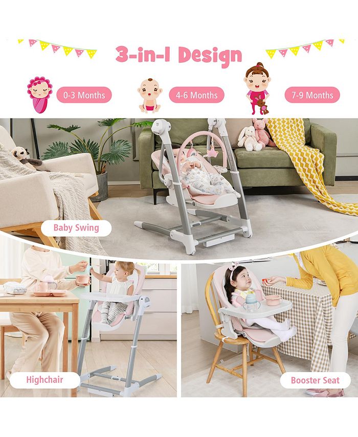 Costway 3in1 Baby Swing & High Chair with 8 Adjustable Heights