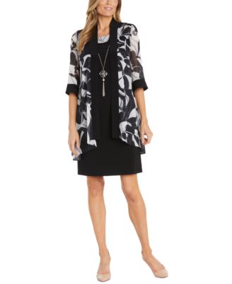R & M Richards Women's 2 Pc. Lace Dress & Jacket Blue Size 16