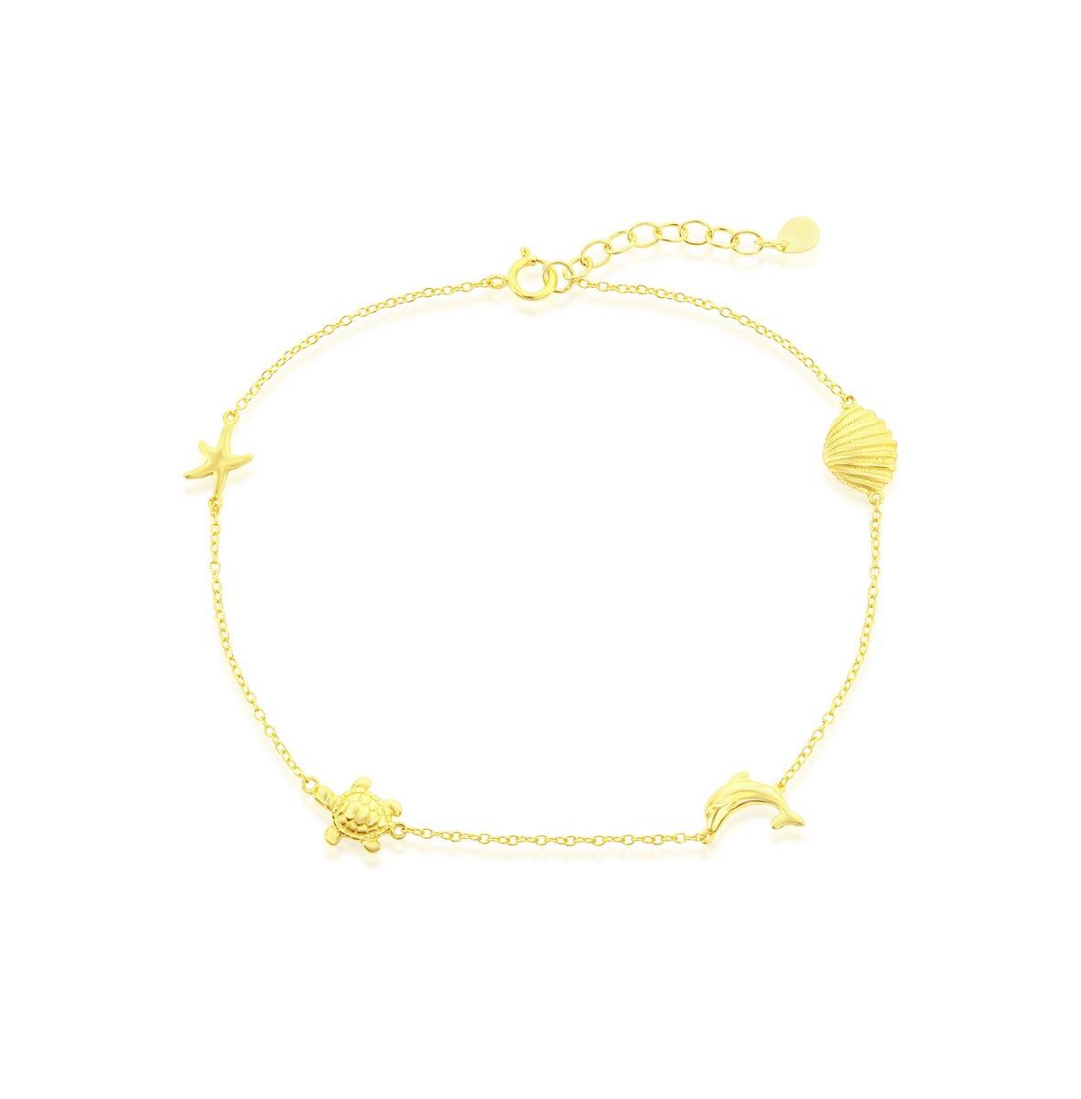 Sterling Silver Sea Life Anklet - Gold