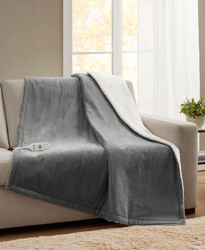Premier Comfort CLOSEOUT! Heated Plush to Sherpa Throw Macy's