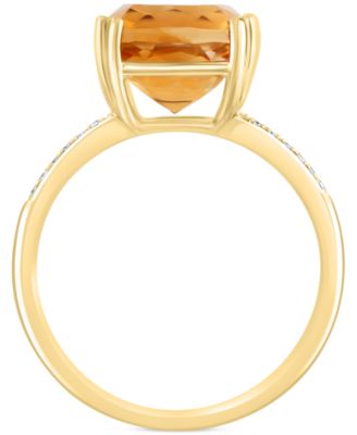 EFFY&reg; Green Quartz (4 1/3 ct. t.w.) & Diamond Accent Ring in 14k Yellow Gold (Also available in Smoky Quartz, Citrine and Pink Amethyst)