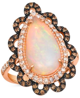 Le Vian - Neopolitan Opal (5-1/5 ct. t.w.) & Diamond (3/4 ct. t.w.) Pear Halo Ring in 14k Rose Gold