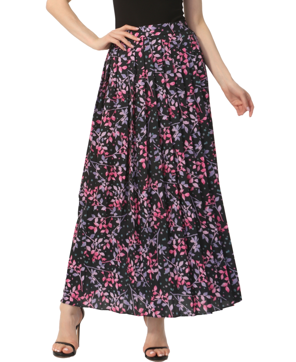 Kimi & Kai Women's Print Box Pleat Maxi Skirt