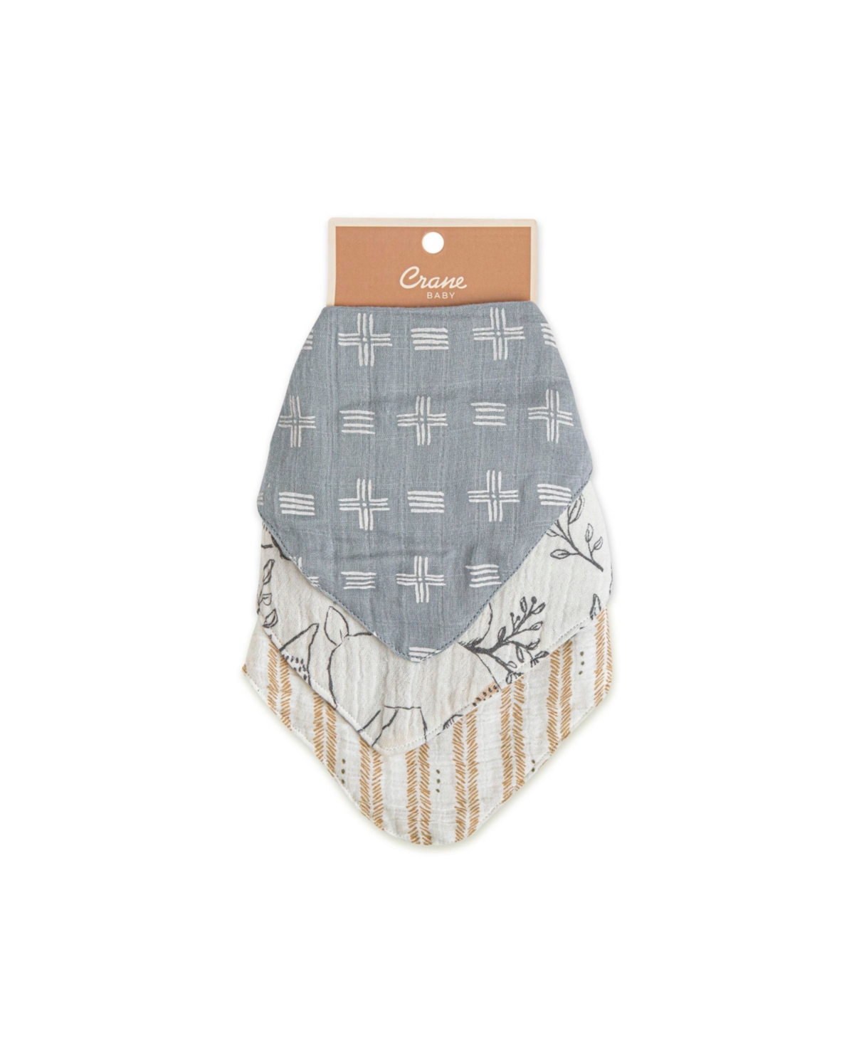Crane Baby Baby Boys or Baby Girls Ezra Muslin Bibs, 3 Piece Set