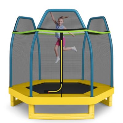 7 FT Kids Trampoline with Safety Enclosure Net Spring Pad & Jumping Mat for Kids