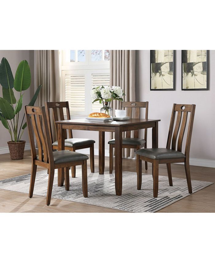 Simplie Fun Natural Brown Finish 5pc Set Kitchen Breakfast