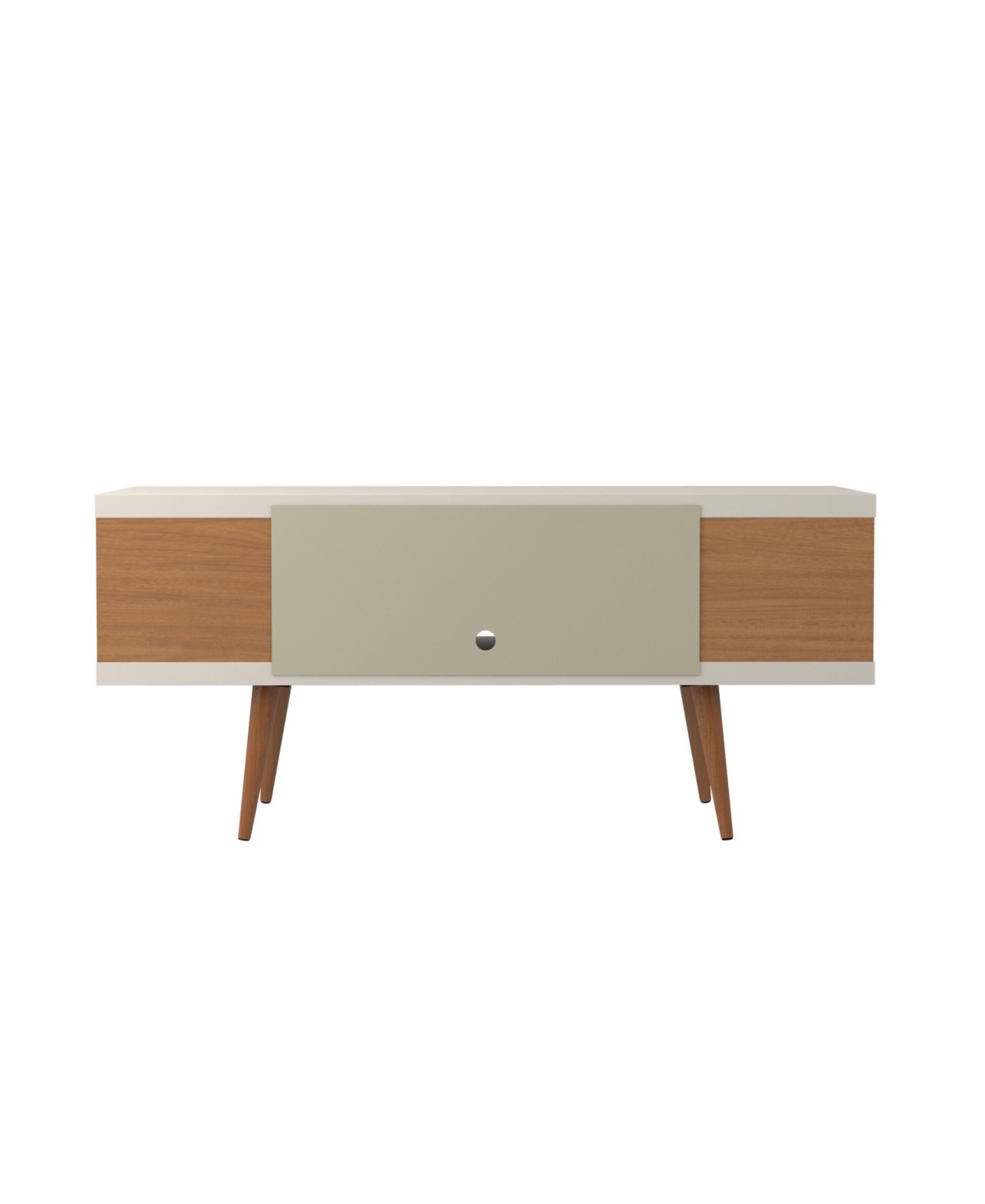 Manhattan Comfort Utopia Medium Density Fibreboard 4-Shelf Tv Stand - Off White and Maple Cream