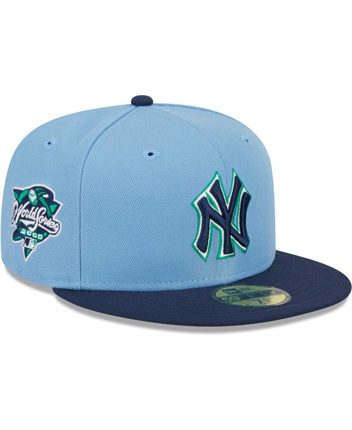 Shop New Era Men's  Light Blue, Navy New York Yankees Green Undervisor 59fifty Fitted Hat In Light Blue,navy