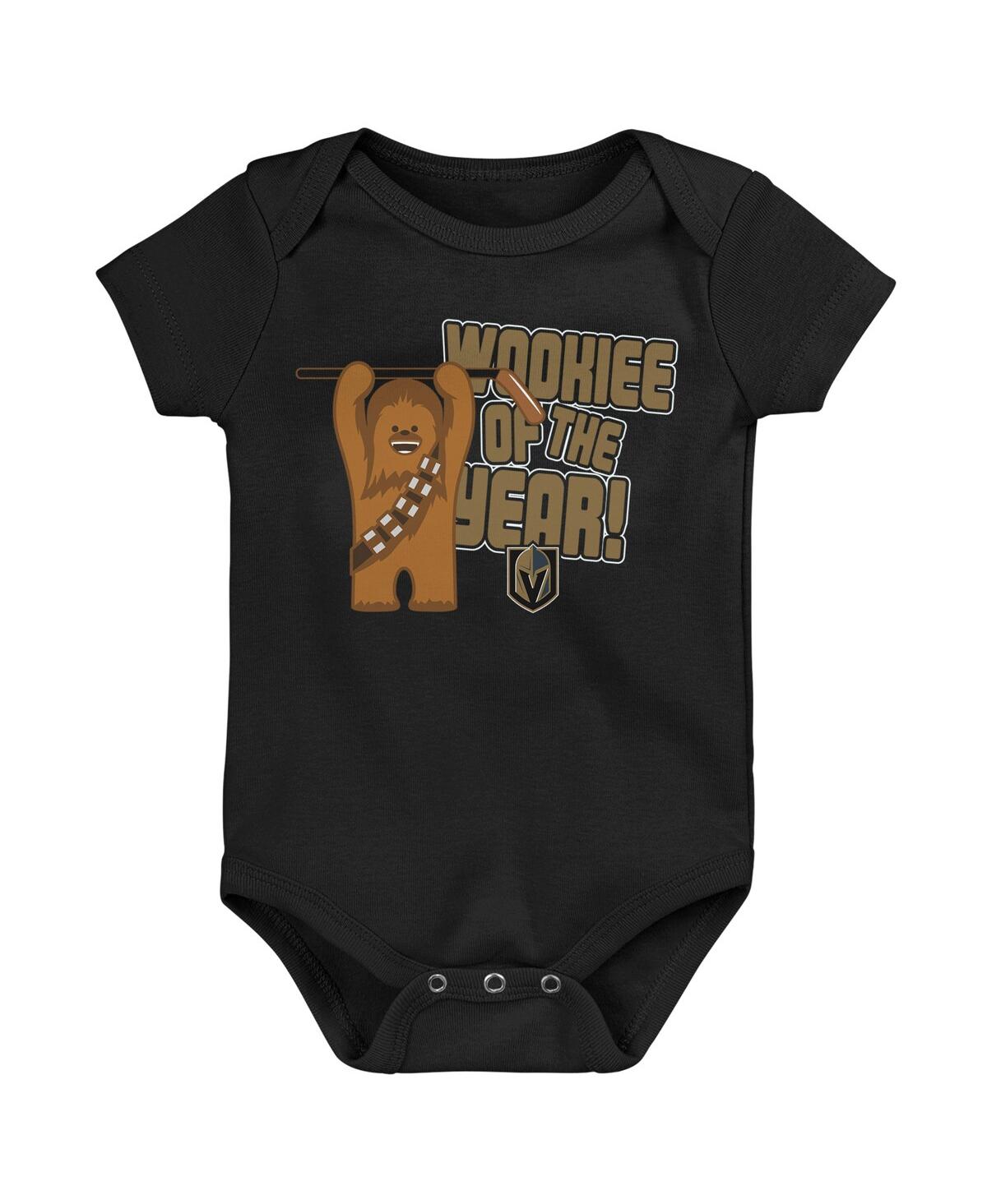 Outerstuff Babies' Infant Boys And Girls Black Vegas Golden Knights Star Wars Wookie Of The Year Bodysuit