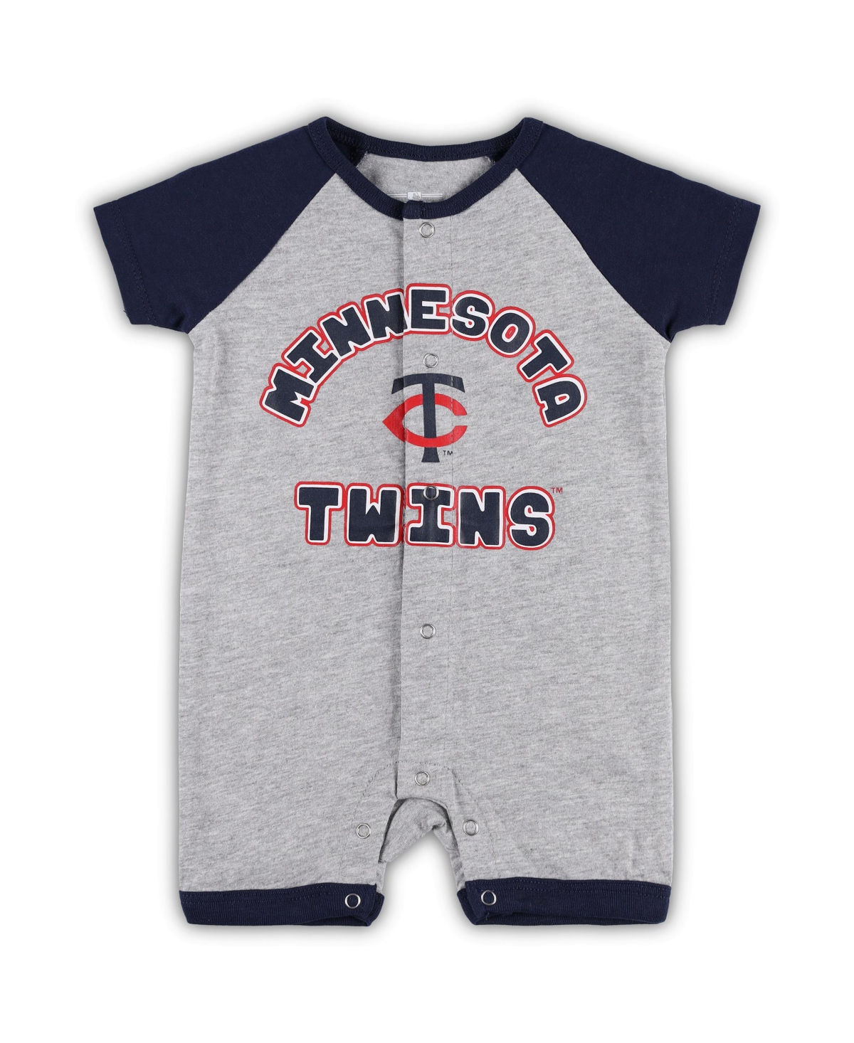 Shop Outerstuff Newborn And Infant Boys And Girls Heather Gray Minnesota Twins Extra Base Hit Raglan Full-snap Rompe