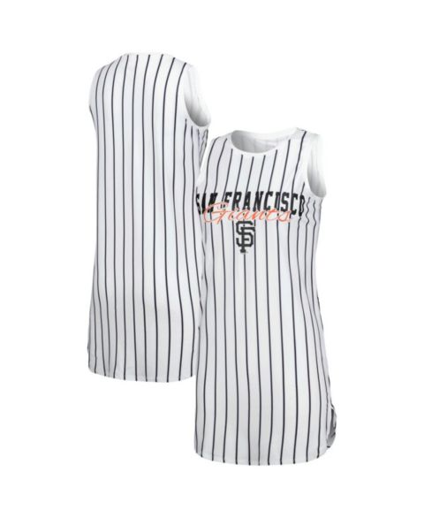 Concepts Sport Women's White San Francisco Giants Reel Pinstripe Knit Sleeveless Nightshirt