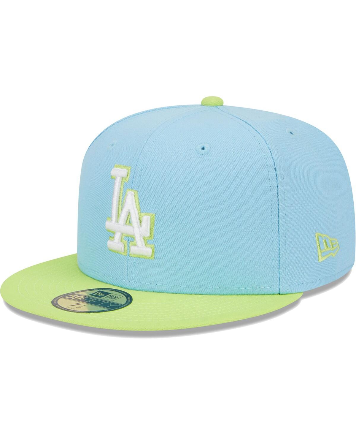 NEW ERA MEN'S NEW ERA LIGHT BLUE, NEON GREEN LOS ANGELES DODGERS SPRING COLOR TWO-TONE 59FIFTY FITTED HAT 
