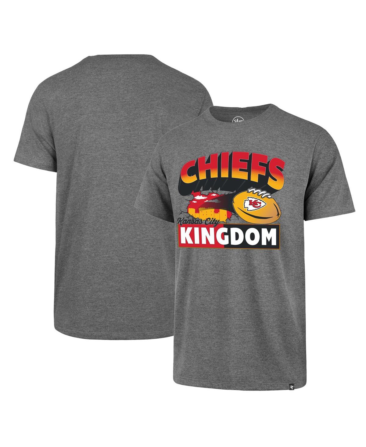Shop 47 Brand Men's ' Heather Gray Kansas City Chiefs Chiefs Kingdom Super Rival T-shirt