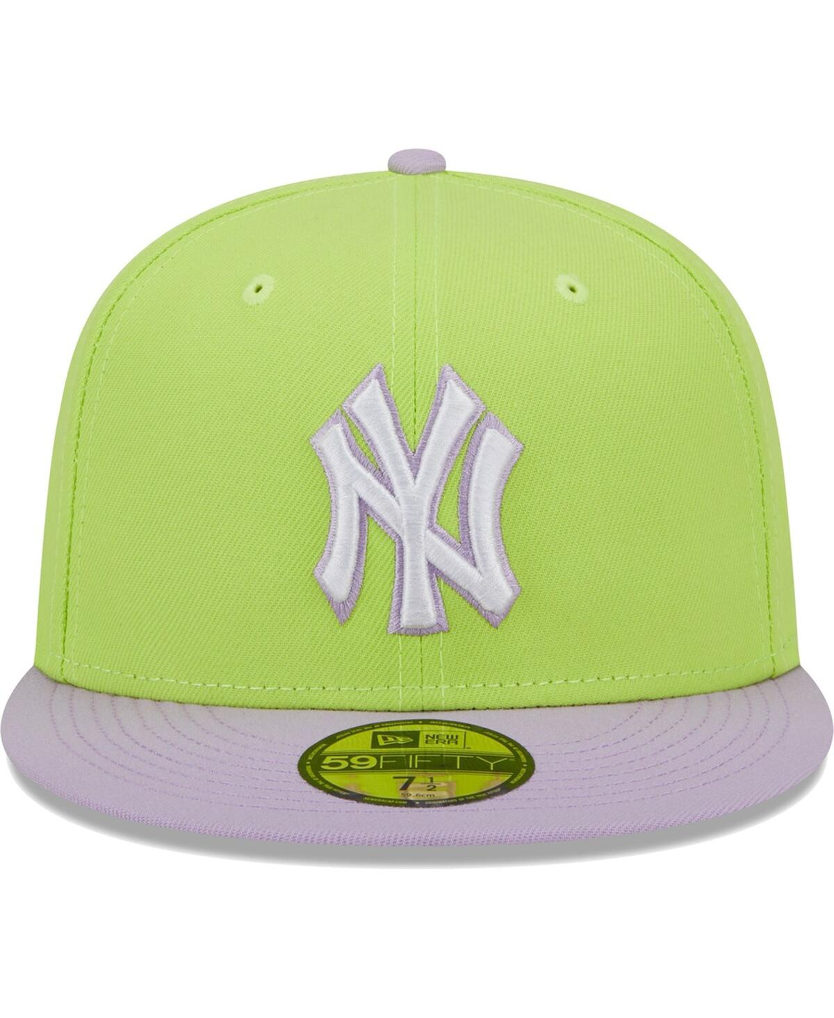 Shop New Era Men's  Neon Green, Lavender New York Yankees Spring Color Two-tone 59fifty Fitted Hat In Neon Green,lavender