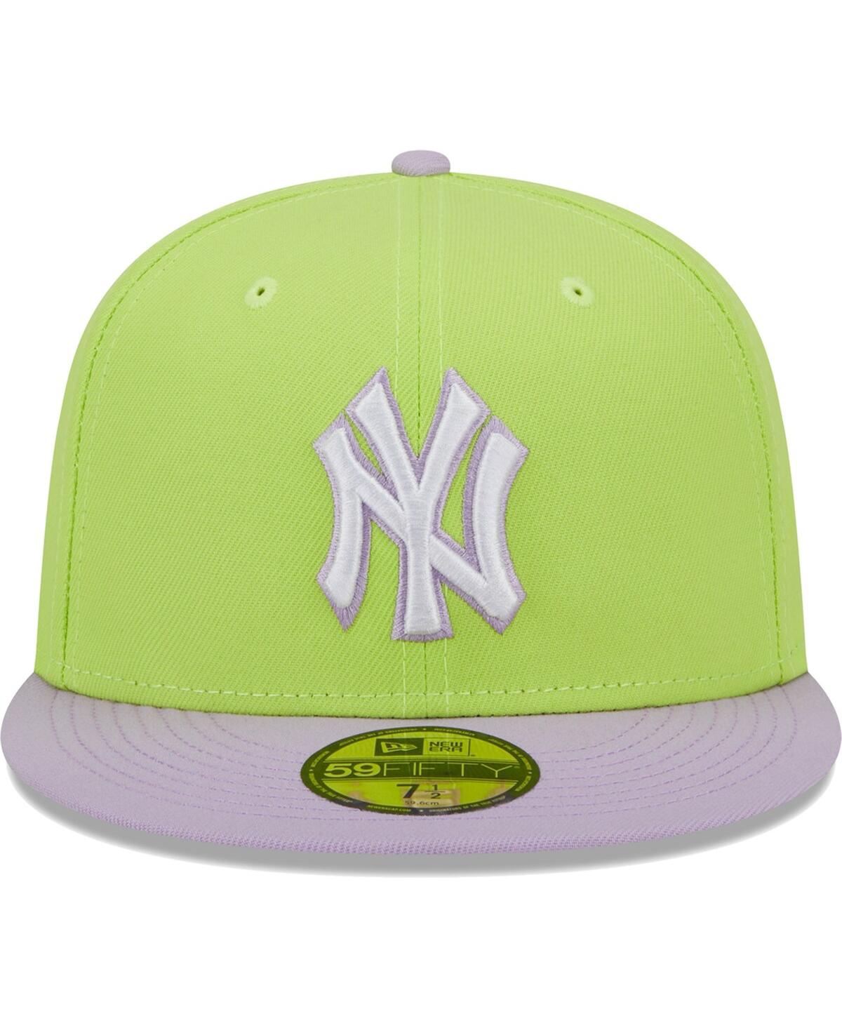 NEW ERA MEN'S NEW ERA NEON GREEN, LAVENDER NEW YORK YANKEES SPRING COLOR TWO-TONE 59FIFTY FITTED HAT 