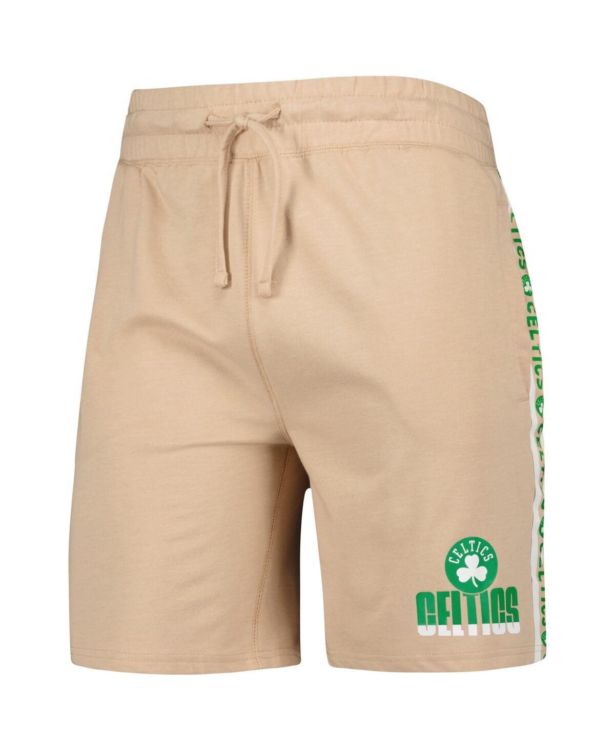 Shop Concepts Sport Men's  Tan Boston Celtics Team Stripe Shorts