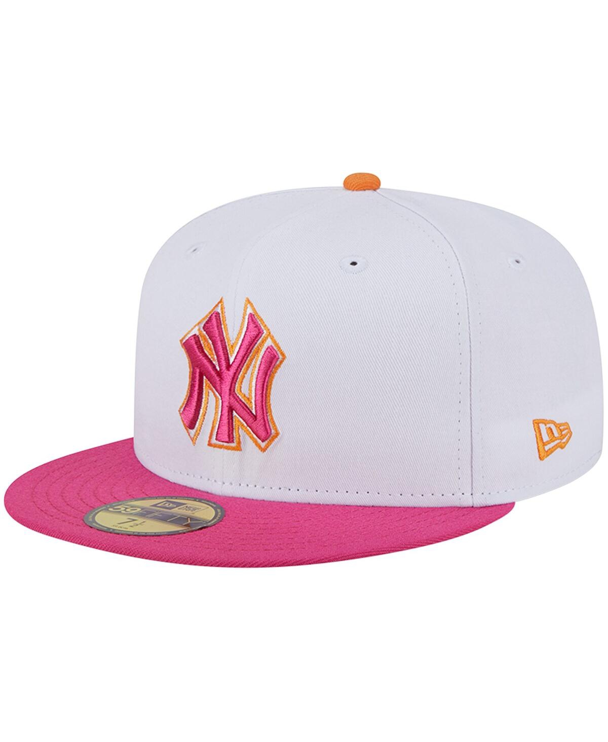 Shop New Era Men's  White, Pink New York Yankees Old Yankee Stadium 59fifty Fitted Hat In White,pink