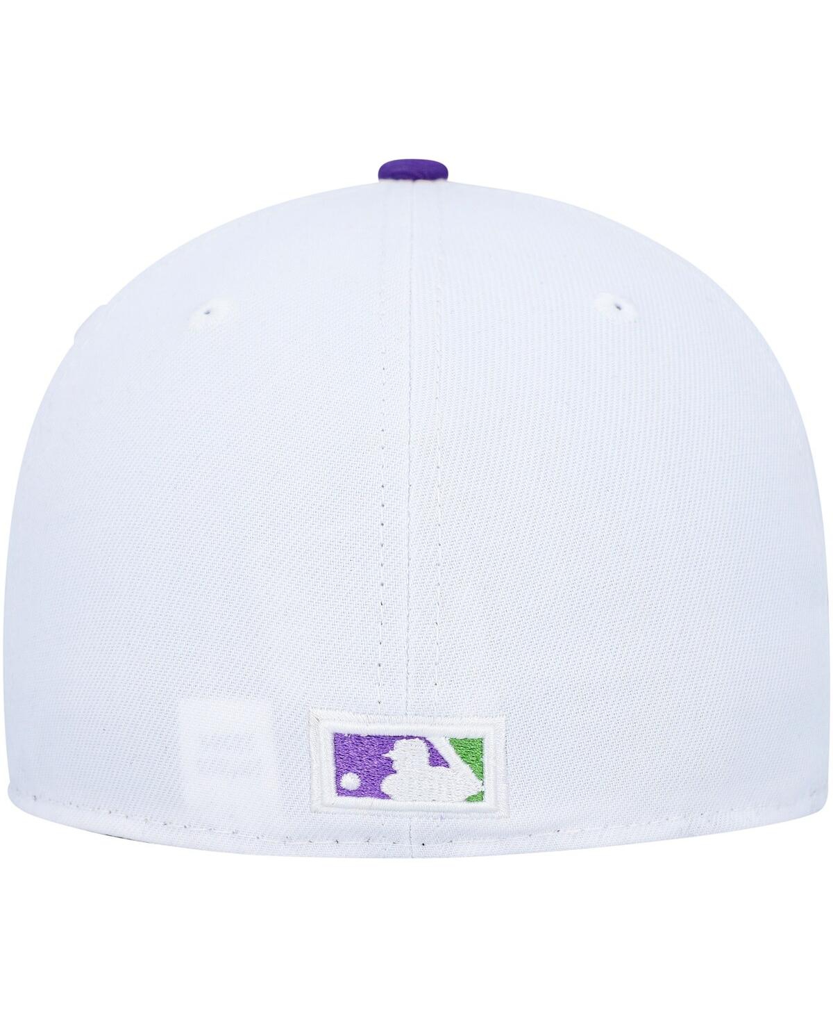 NEW ERA MEN'S NEW ERA WHITE MILWAUKEE BREWERS 50TH ANNIVERSARY SIDE PATCH 59FIFTY FITTED HAT 