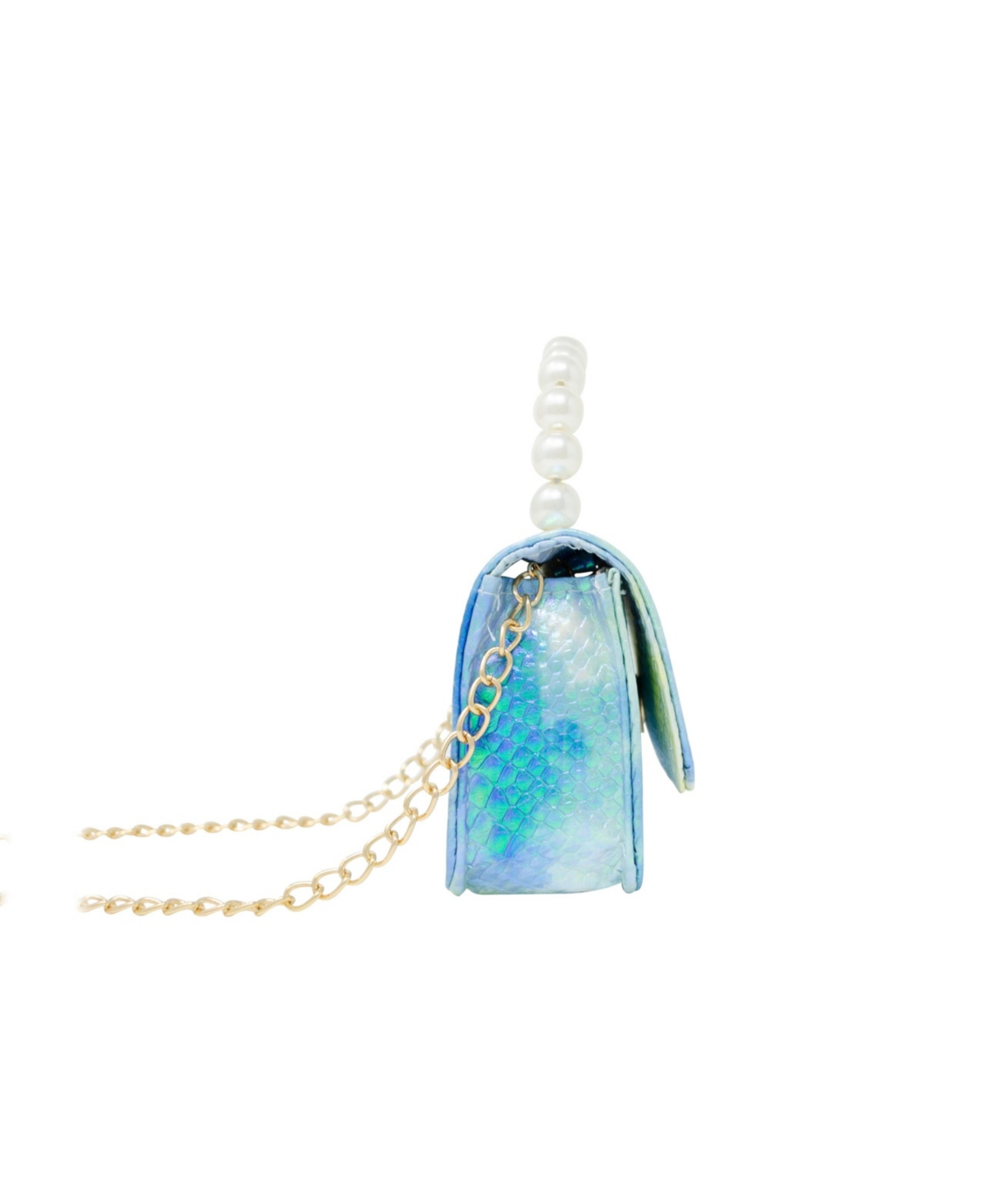 Tiny Treats GirlsTie Dye Crocodile Pearl Handle Handbag - Blue