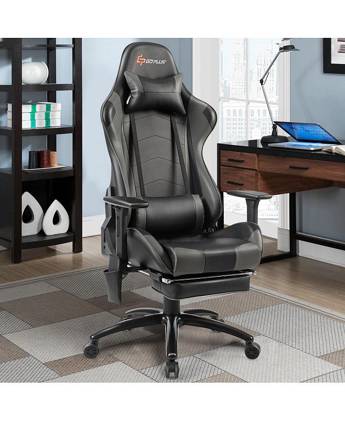 Costway Massage Gaming Chair Adjustable Reclining Racing Chair & Reviews Furniture Macy's