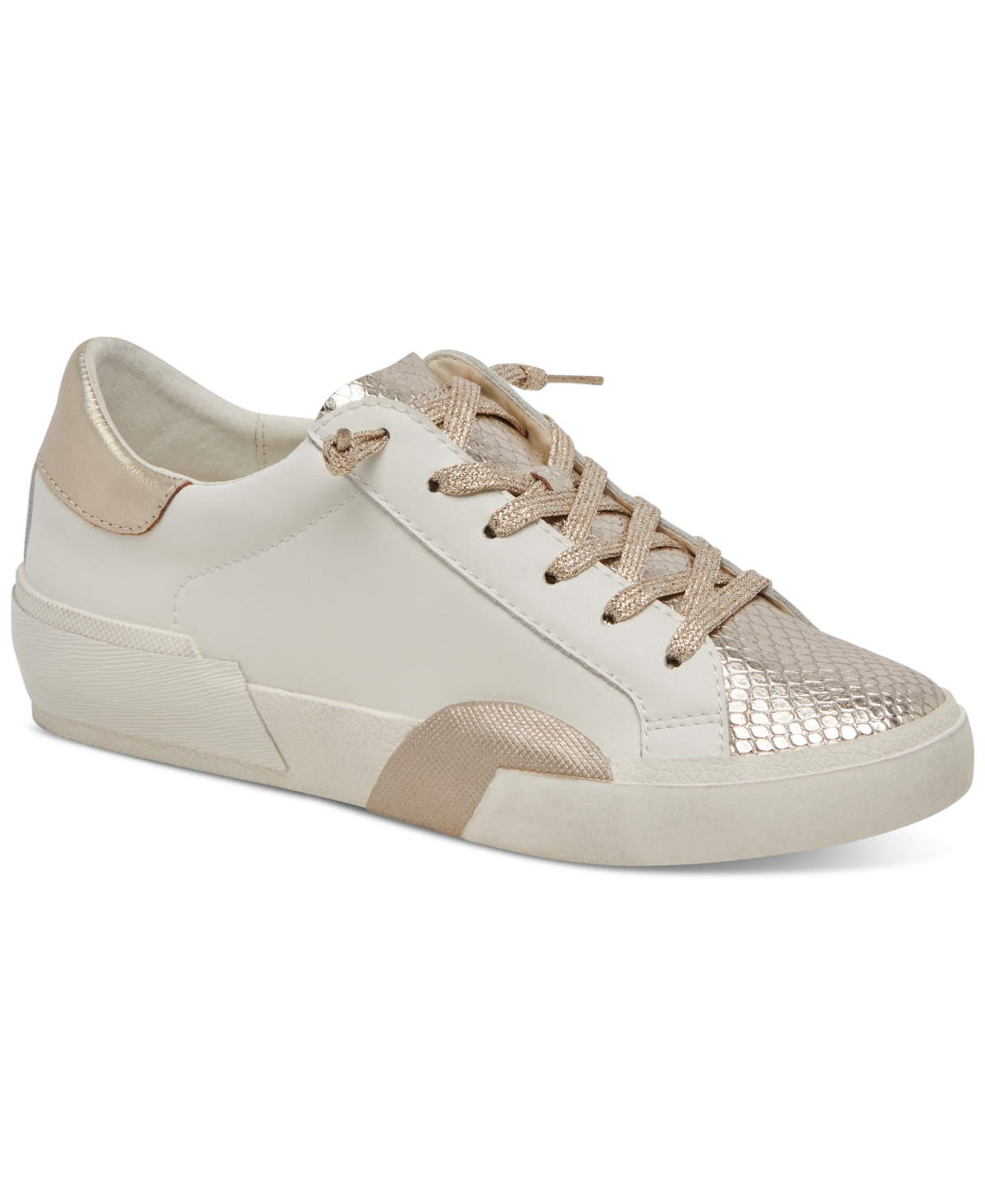 Dolce Vita Women's Zina Lace Up Sneakers In White,gold